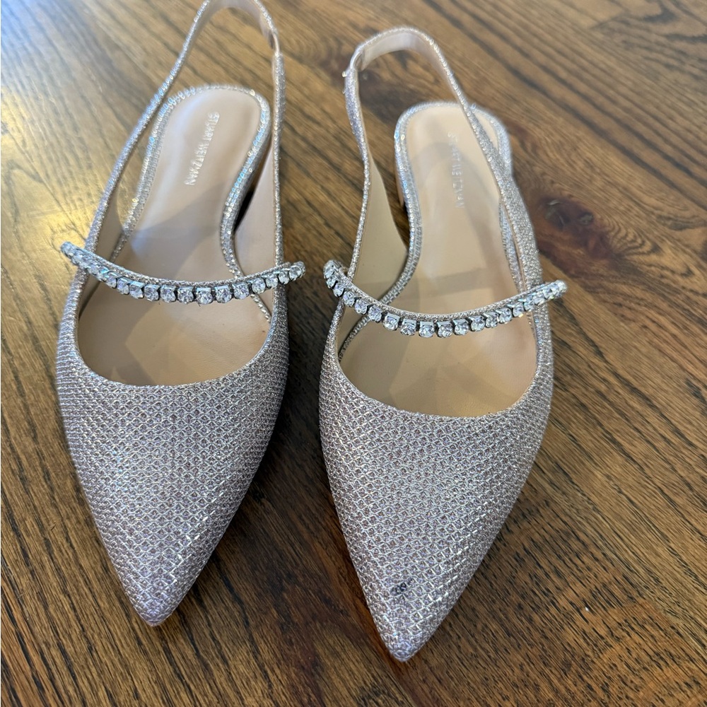 Stuart Weitzman Crystalline Slingback Flats Rose Gold
Embellished